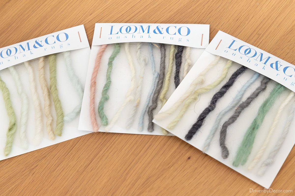 Oushak rug yarn samples