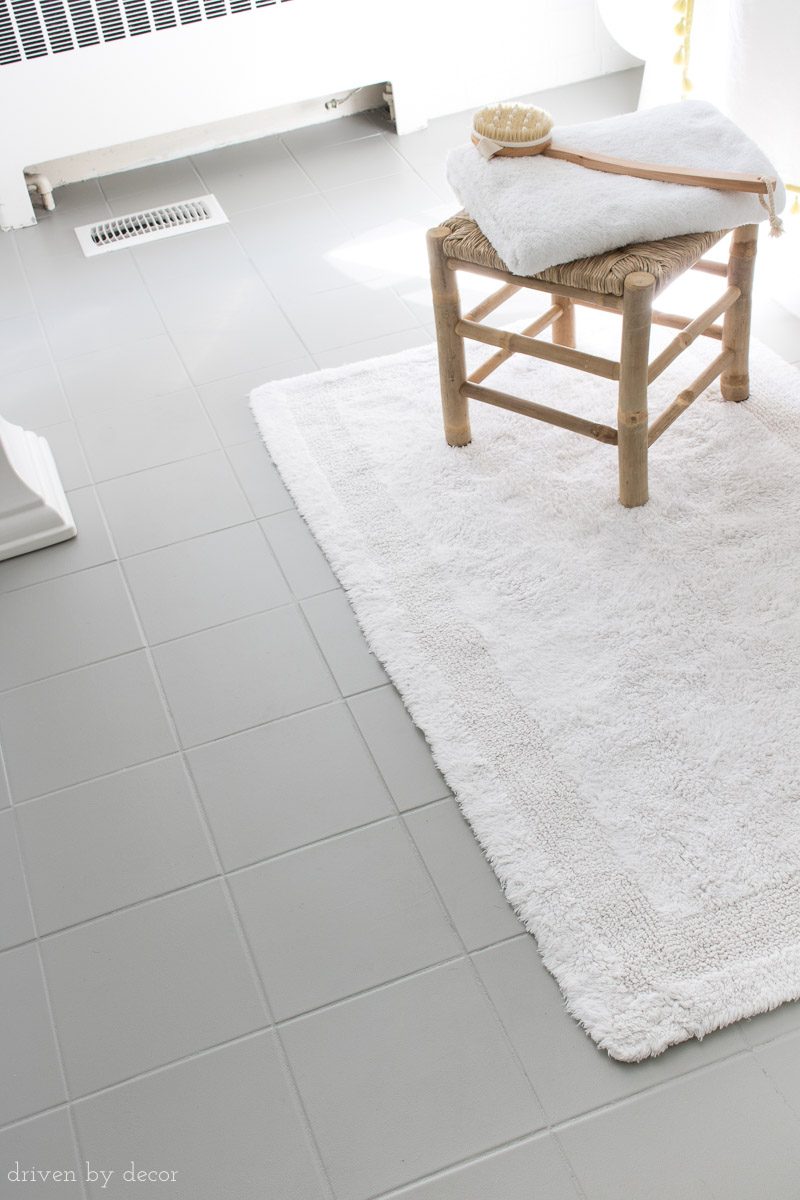 Ceramic tile bathroom floors painted gray