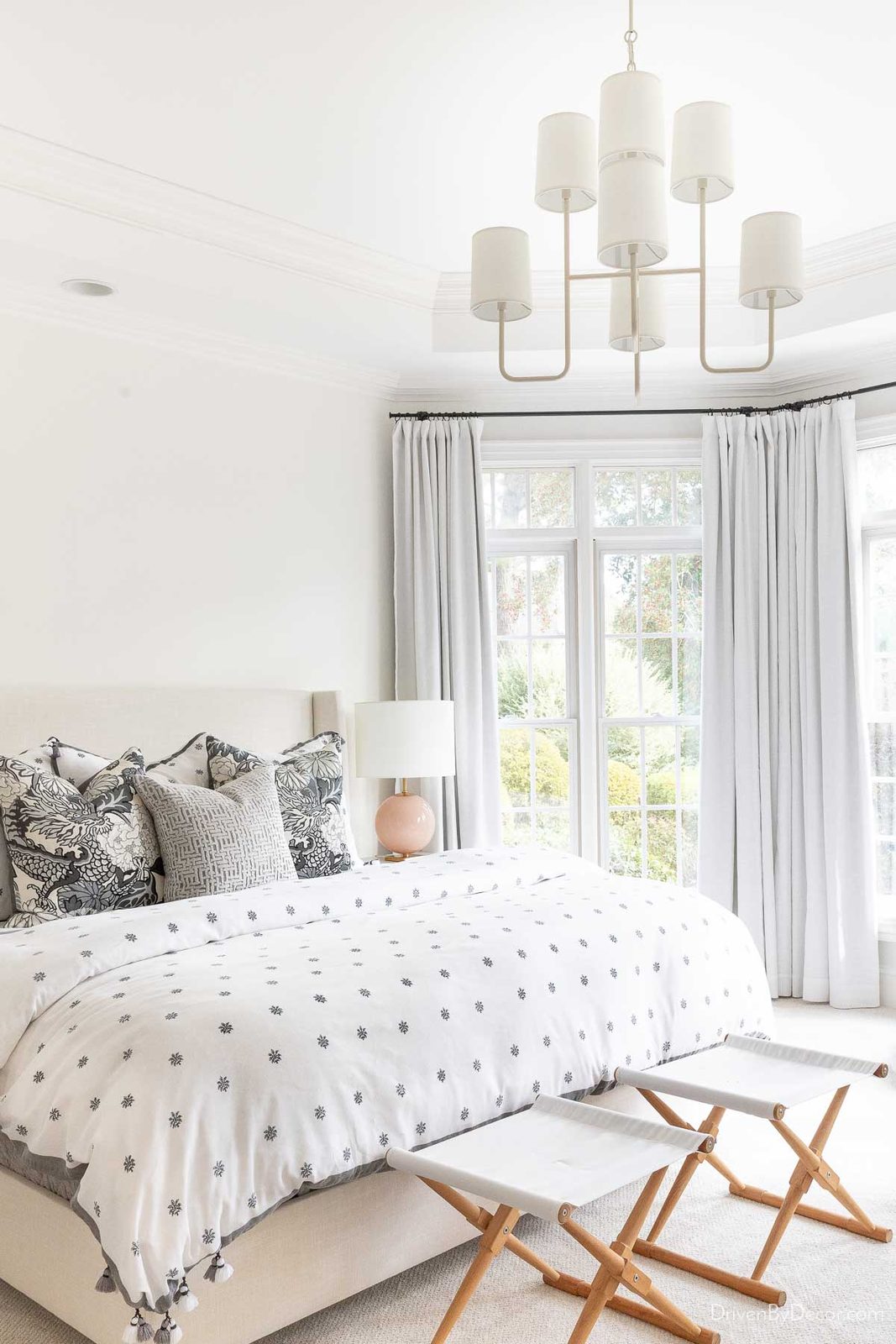Bedroom with newly painted white walls