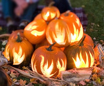 Pumpkin flames carving stencil pattern