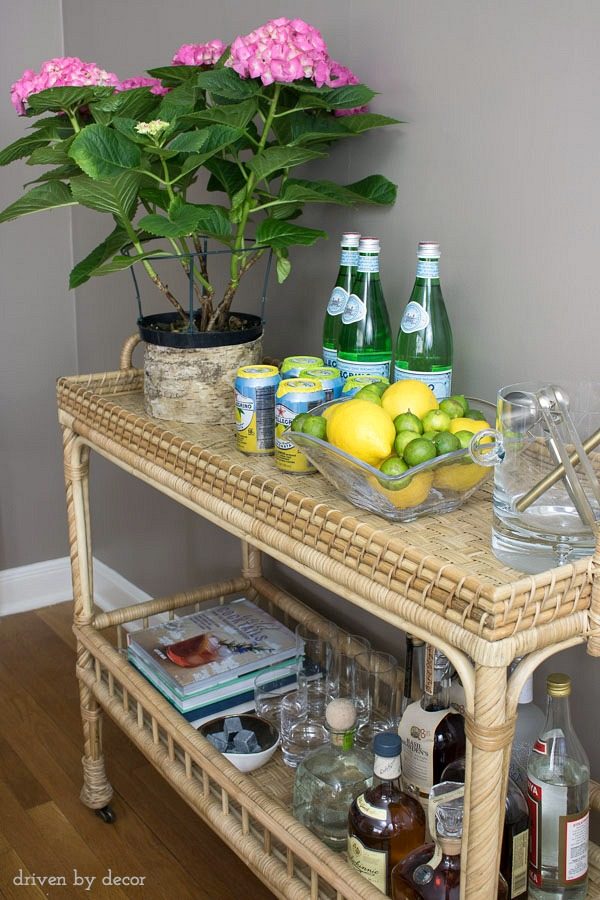 Rattan bar cart via Dekorguncel's spring home tour