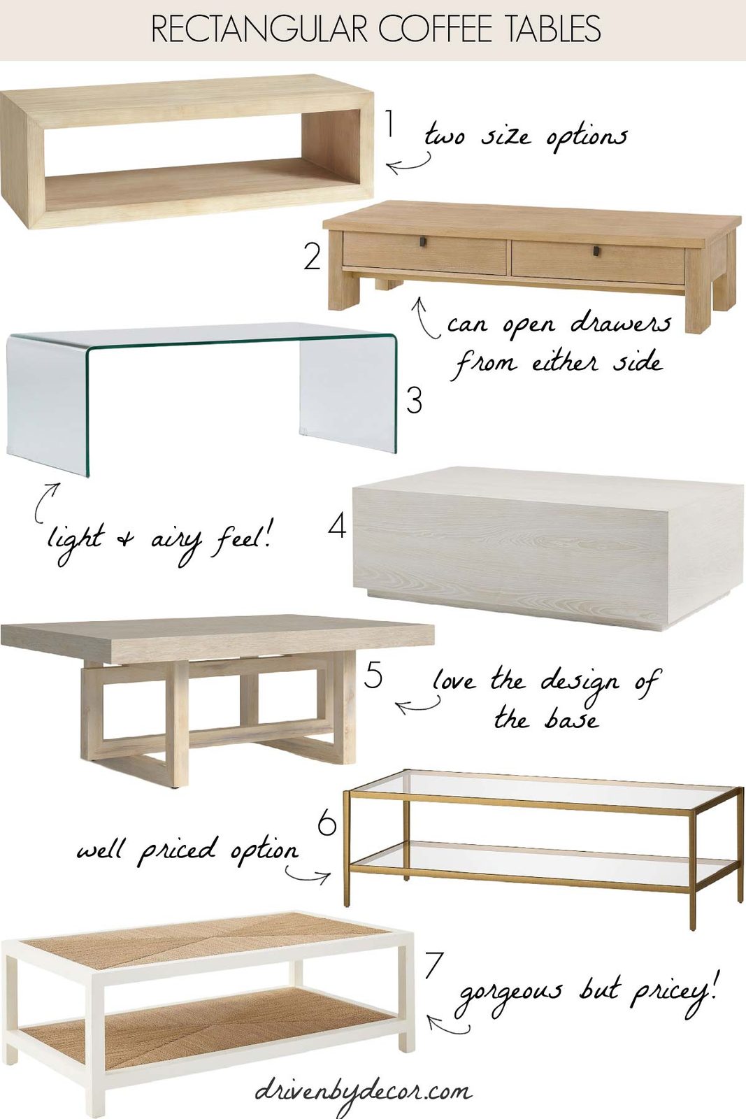 Rectangular coffee tables