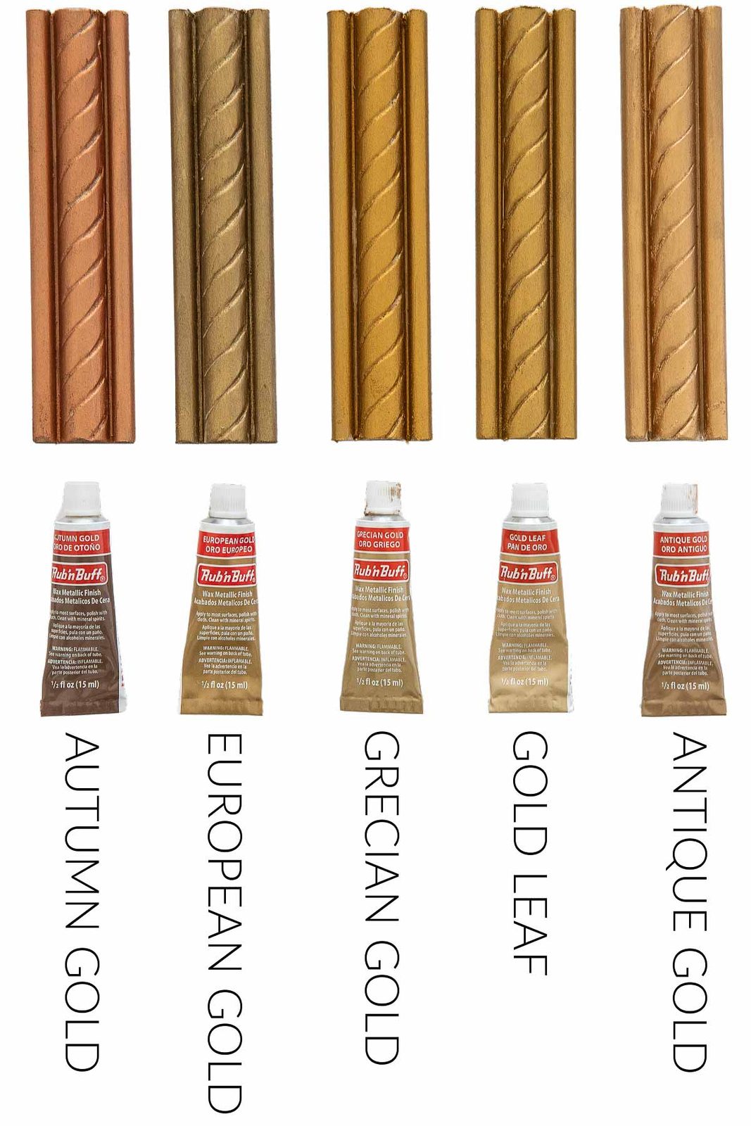 Rub 'n Buff colors - five golds