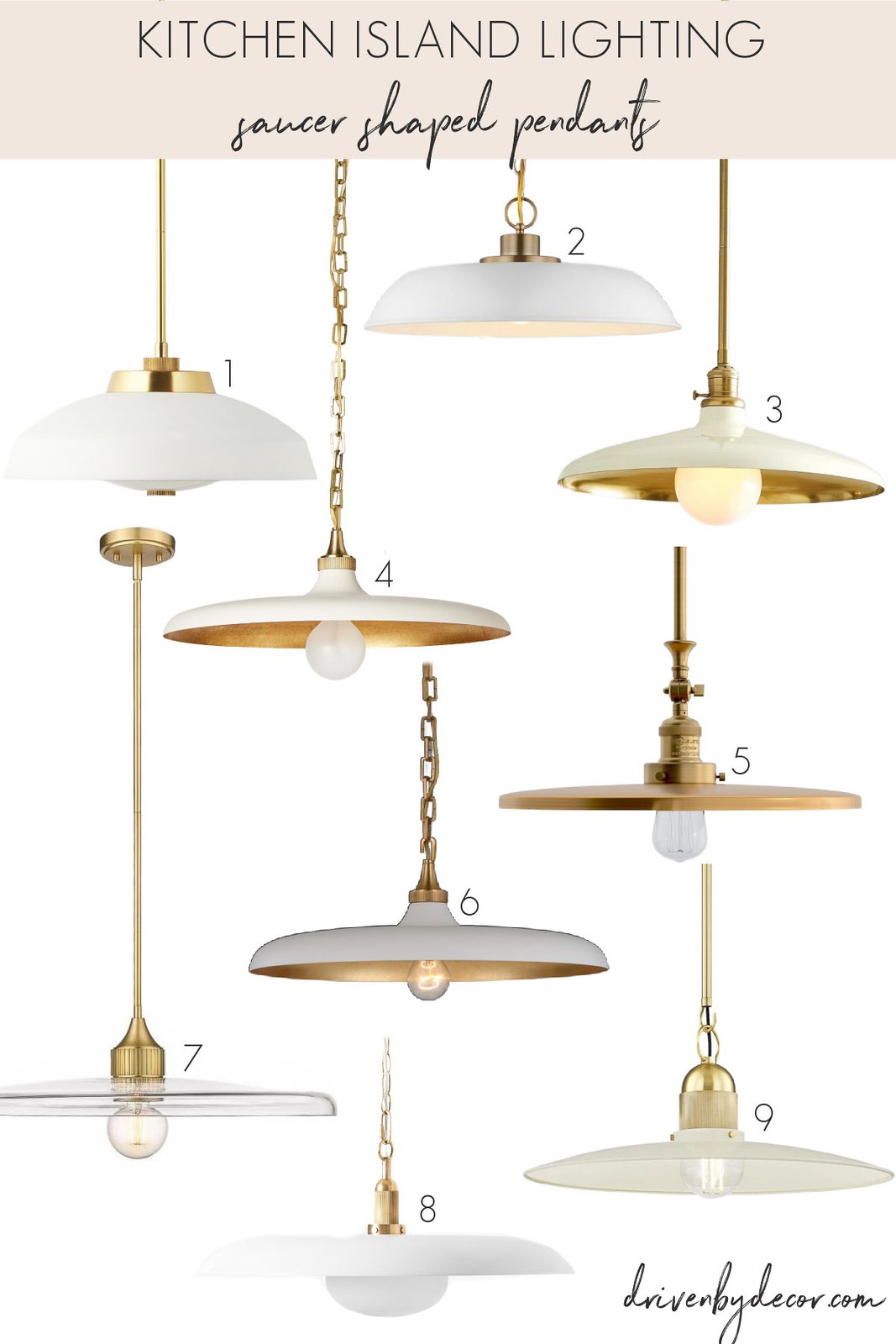 Saucer shaped kitchen pendants