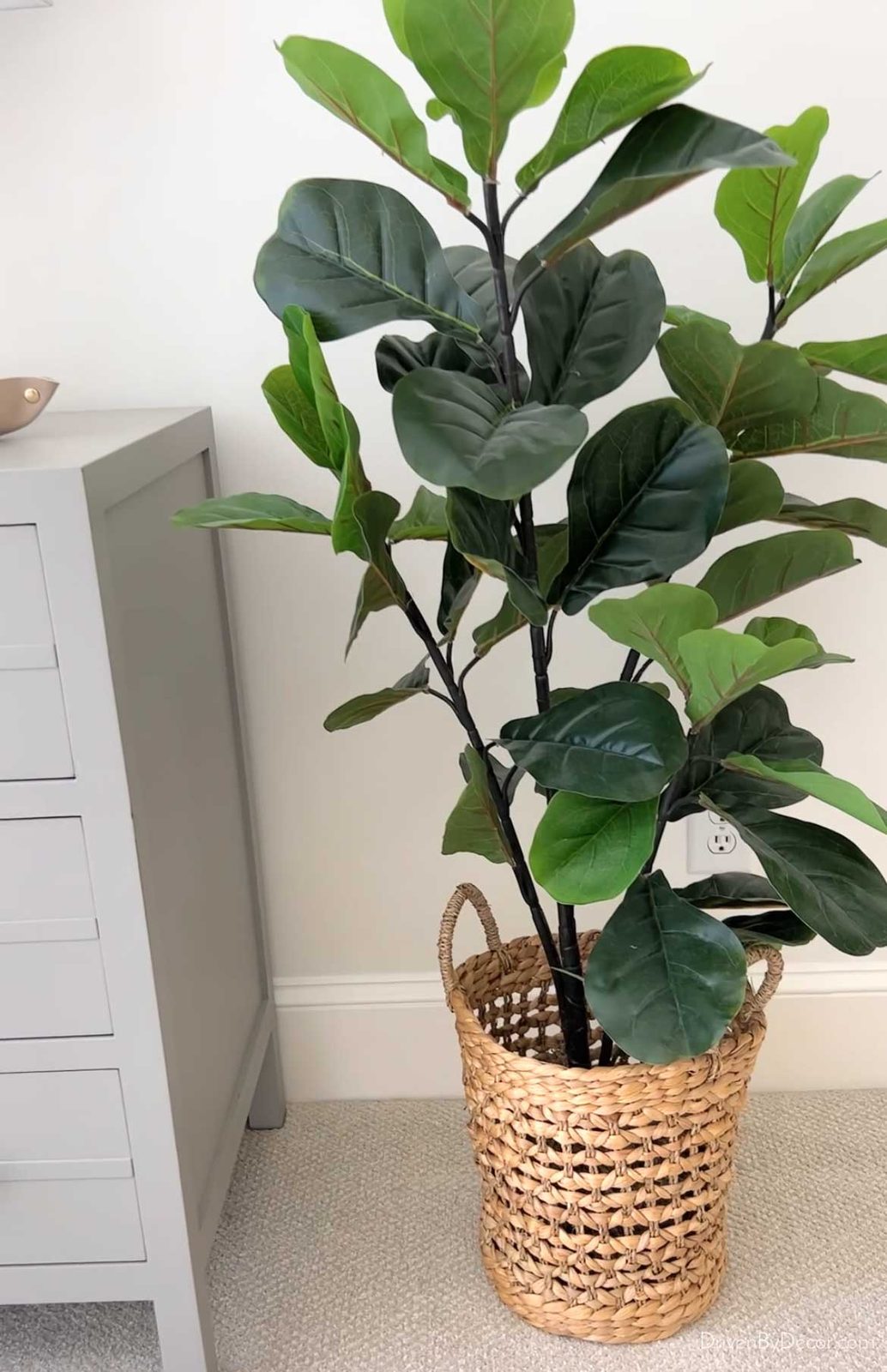 Seagrass basket for faux plant