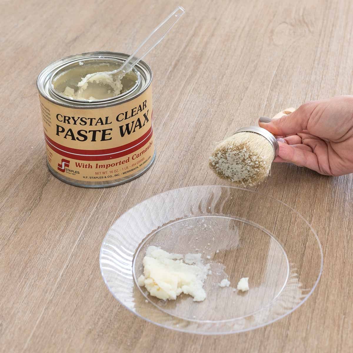 Wax and wax brush to protect wood dining table