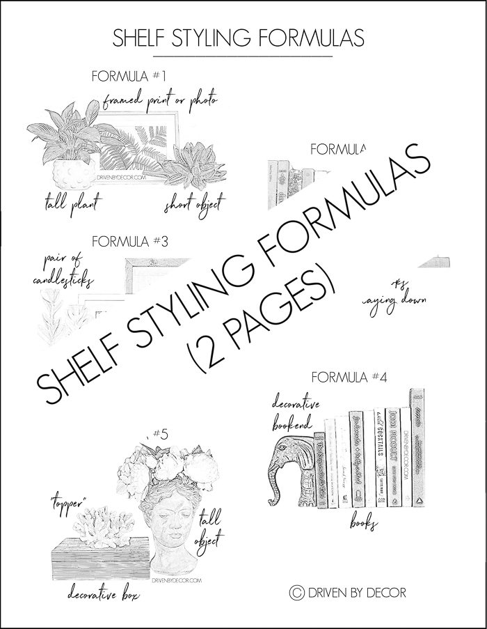 Printable of shelf styling formulas