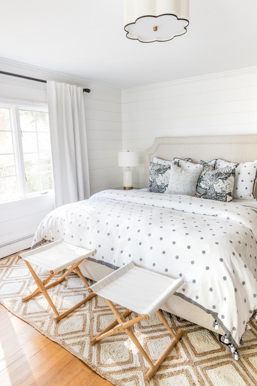 Love the shiplap walls in this bedroom - this post tells you how to do it!