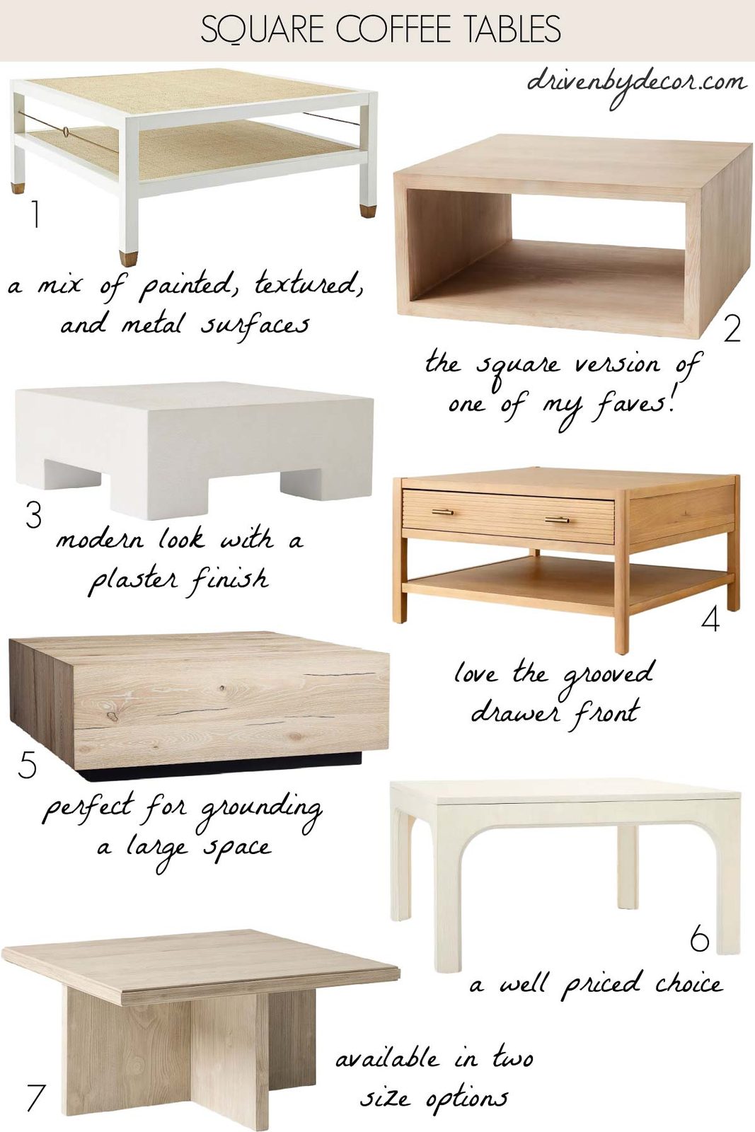 Square coffee tables