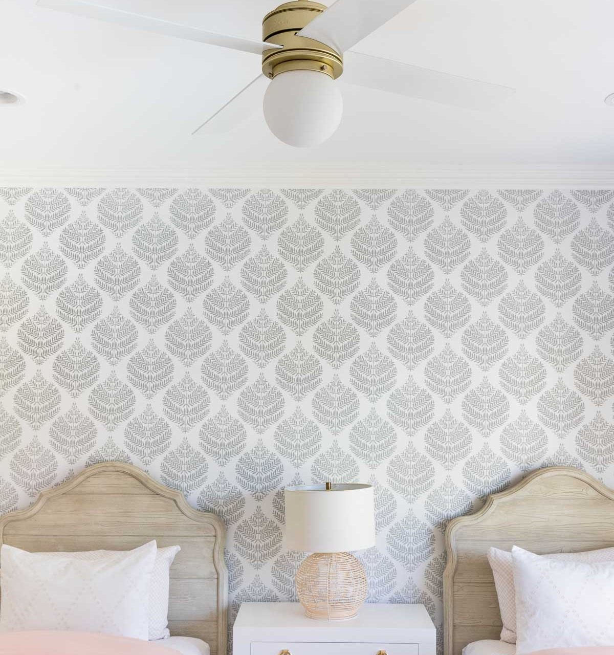 Love this stylish ceiling fan I added to my girls' bedroom