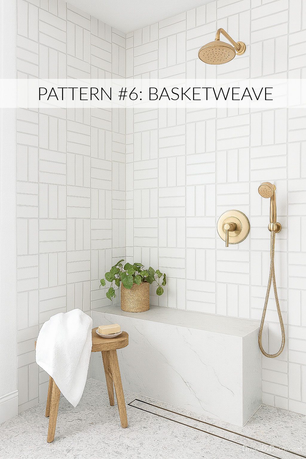 Subway tile arranged in basketweave pattern