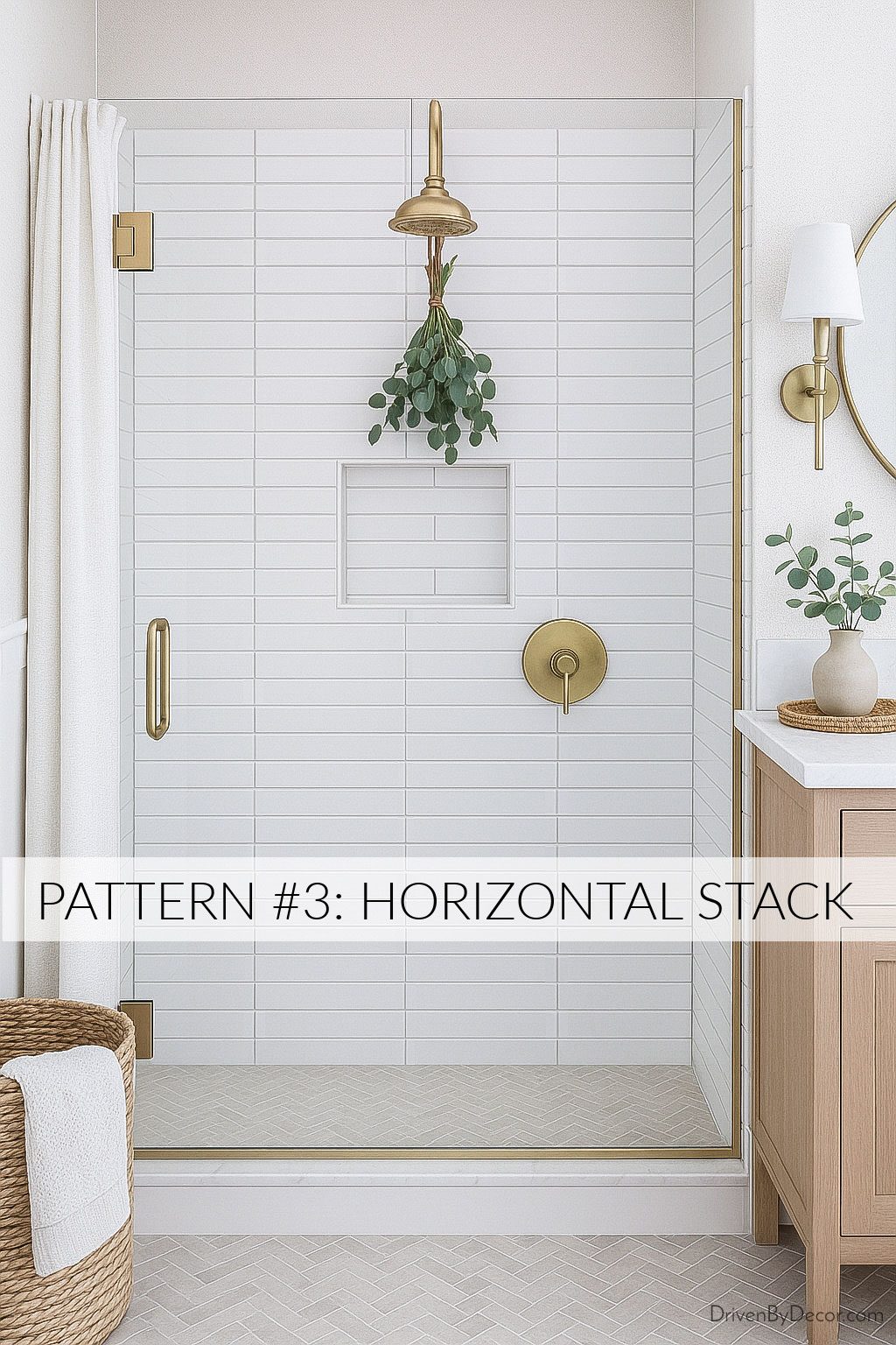 Subway tile laid in horizontal stack pattern