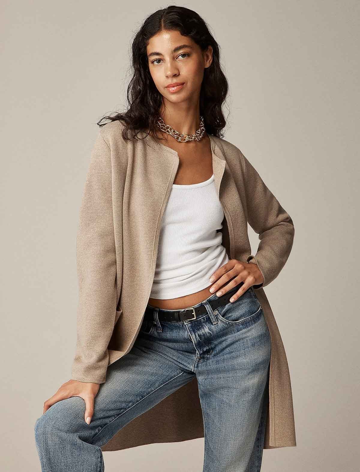 Neutral sweater blazer