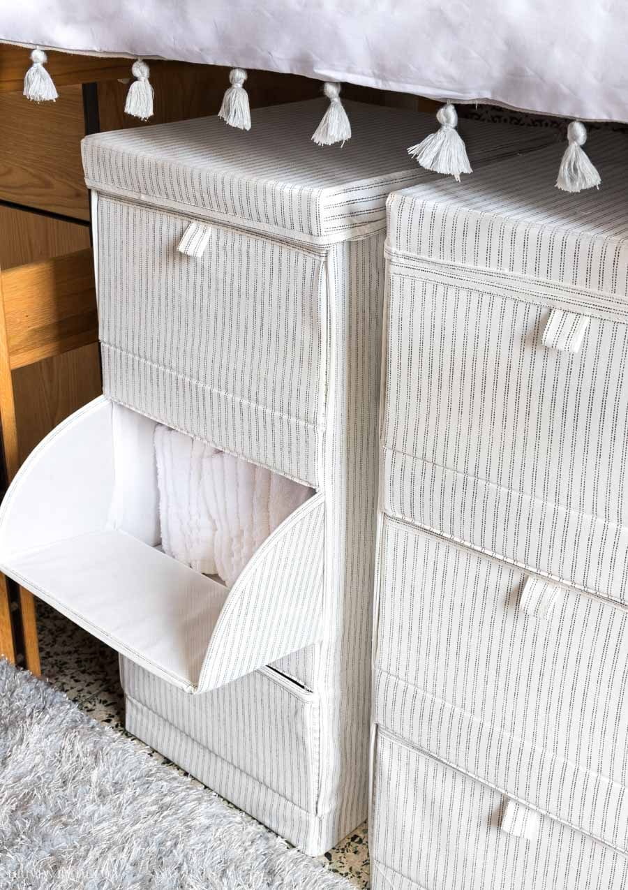 These storage cubbies are GREAT for under bed storage in college dorm rooms!