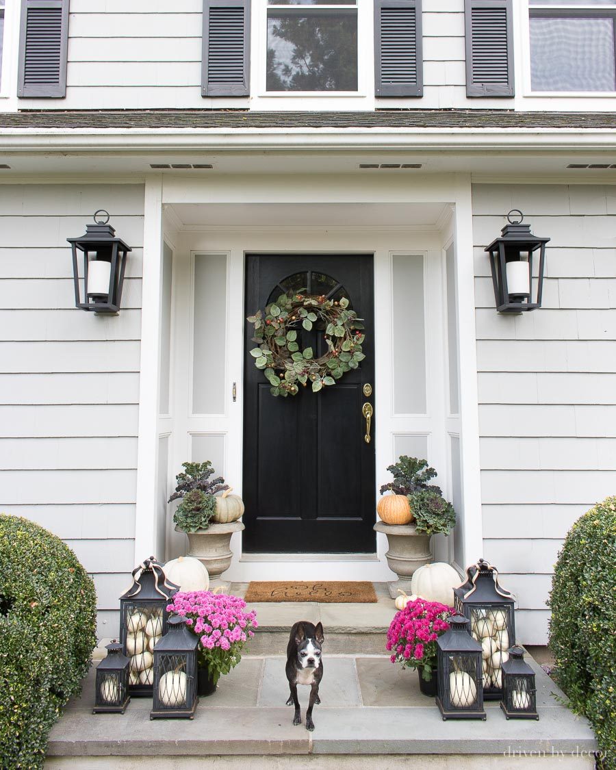 Pressure washing my stone front porch this fall made it look like new! More details about the inexpensive pressure washer I used in this post!