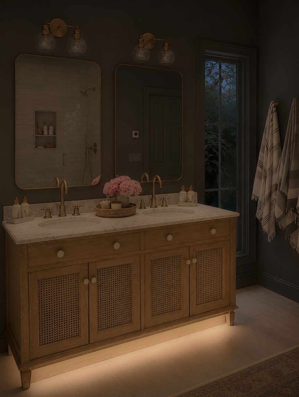Toekick lighting in bathroom vanity