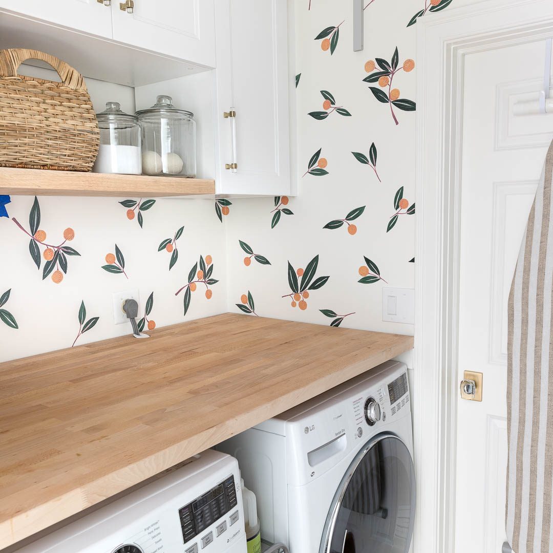 Vinyl wall decals in laundry room
