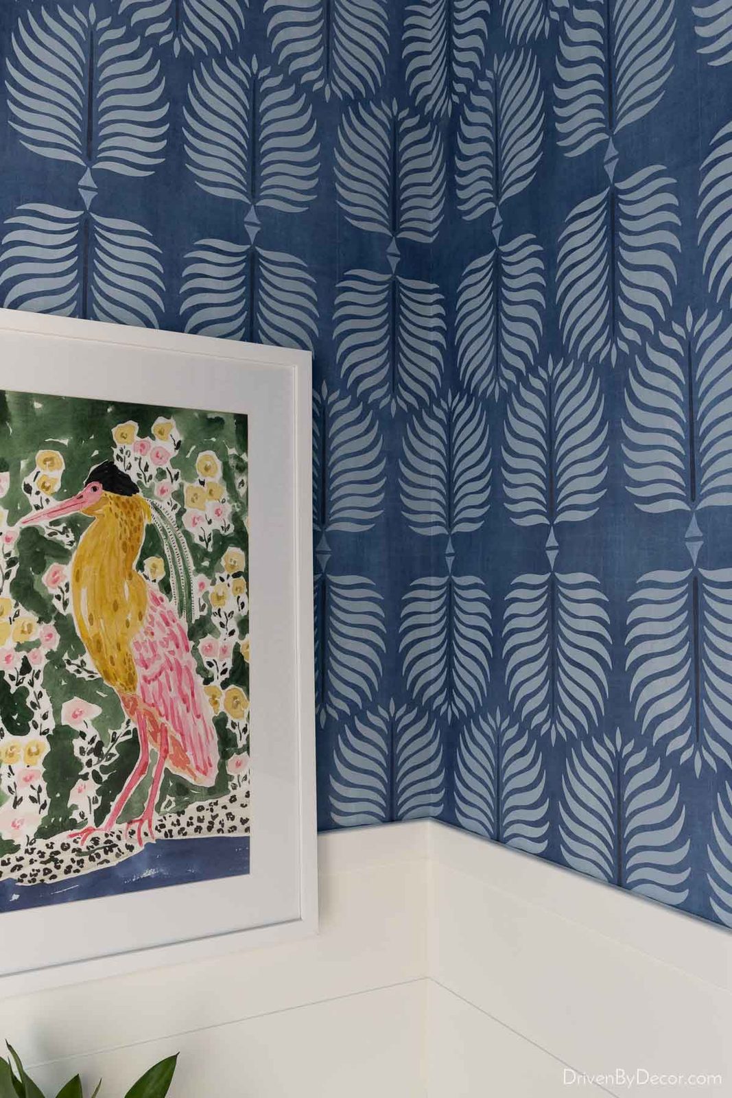 Wallpaper installed in a corner