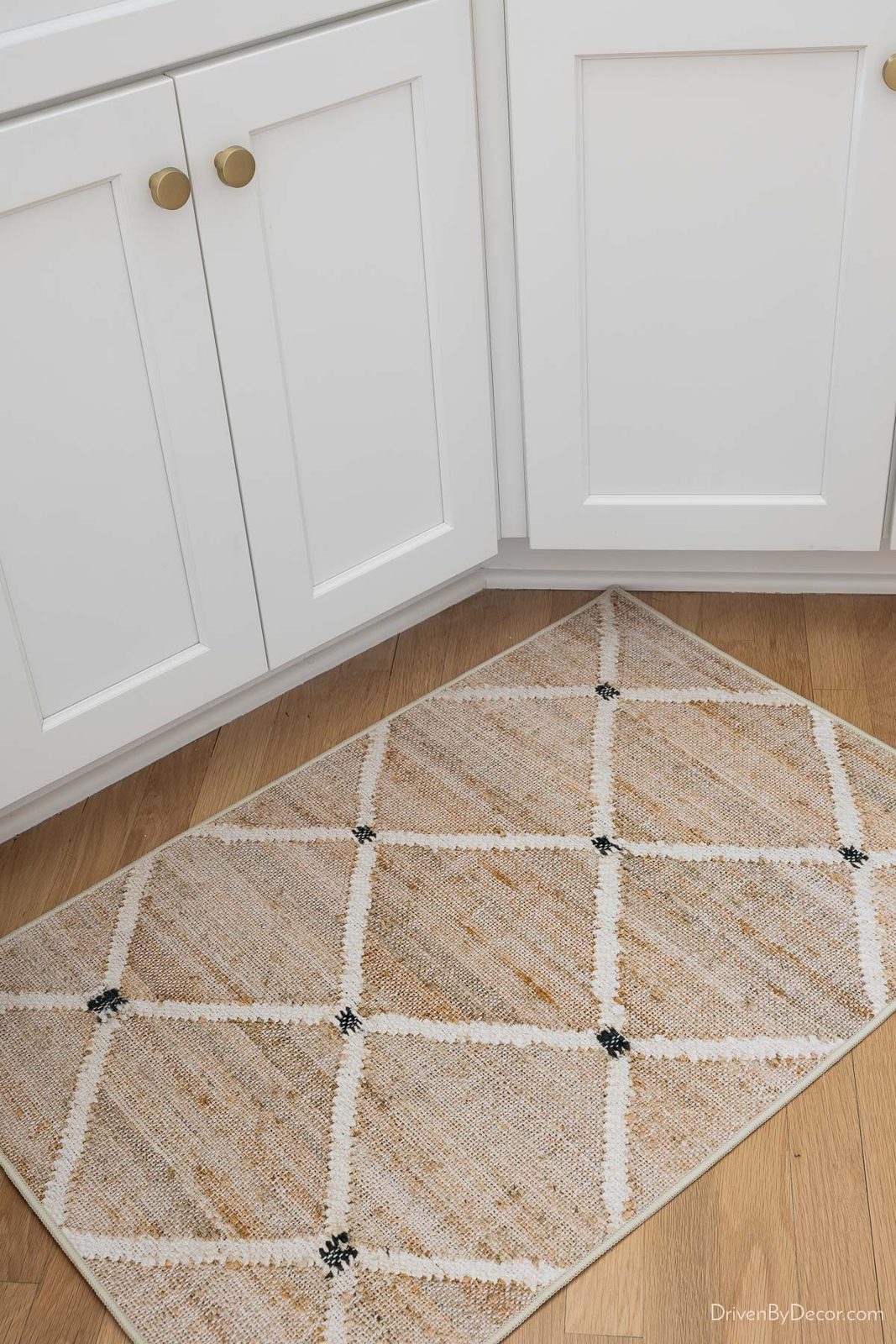 Washable kitchen rug in front of sink