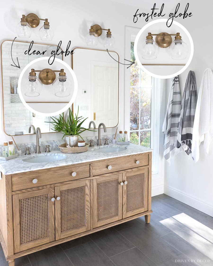 Love the look of these globe bulbs in bathroom vanity lights!