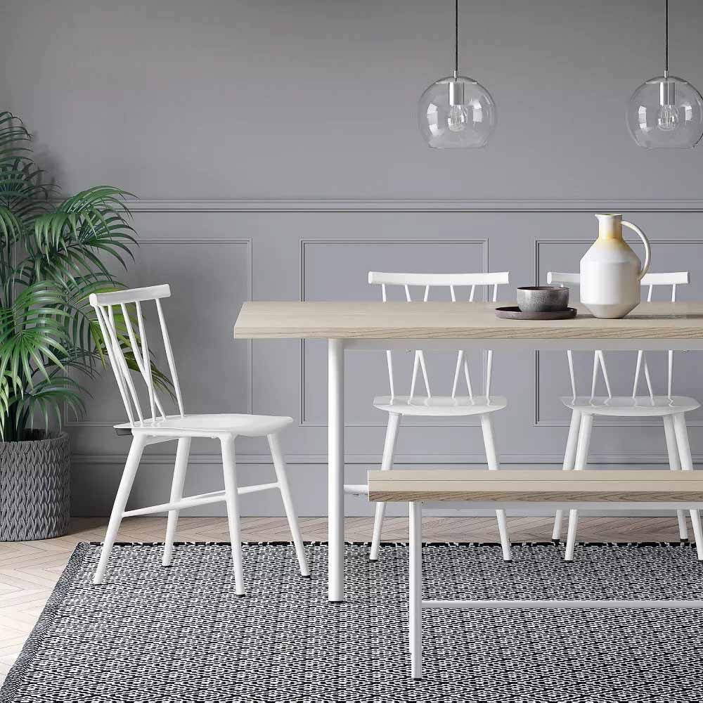 Affordable white metal dining chairs
