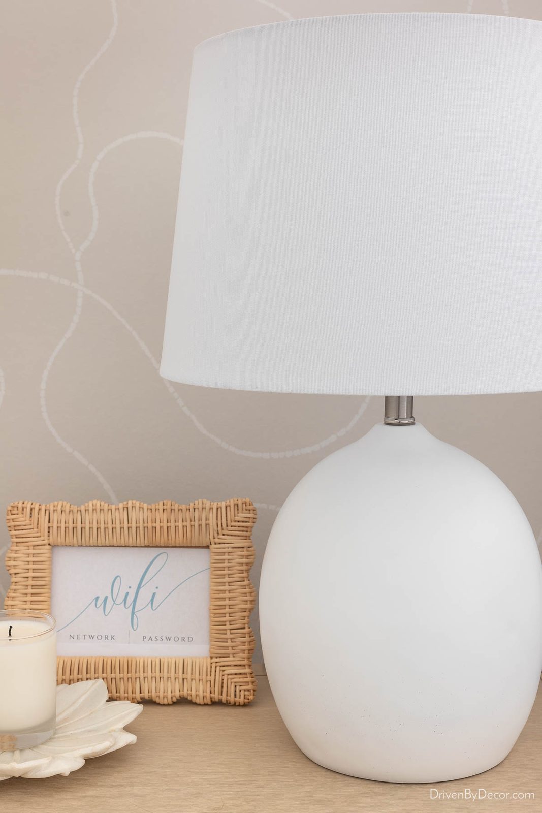White concrete nightstand lamp