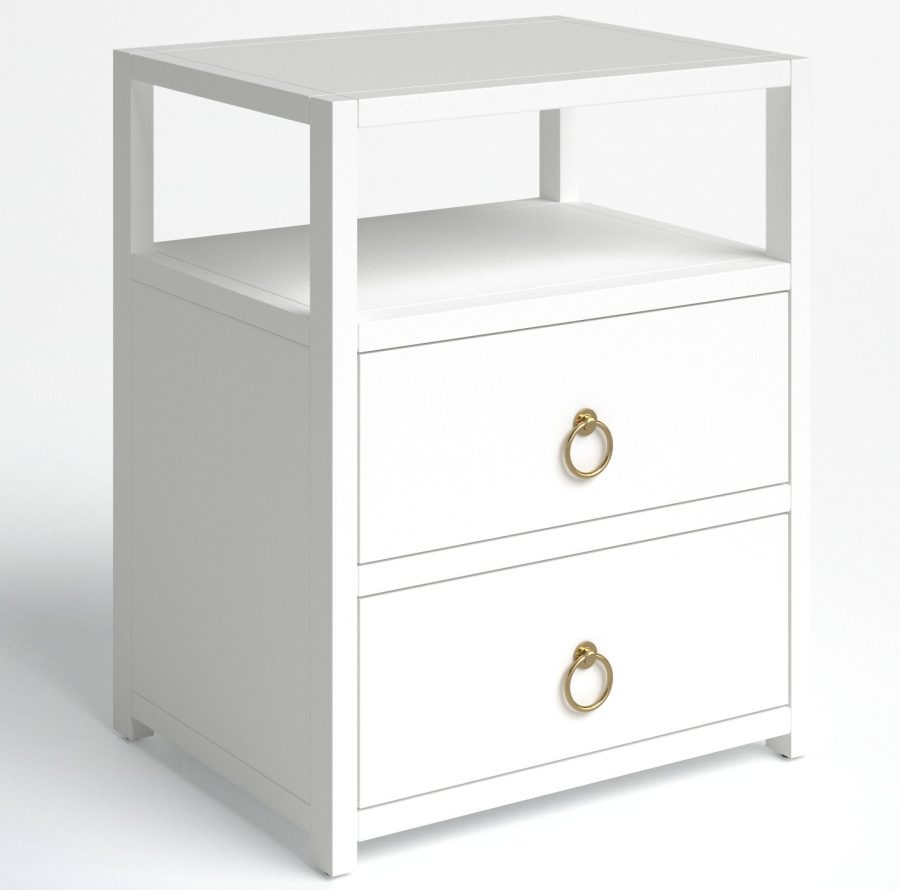 Small white two drawer nightstand