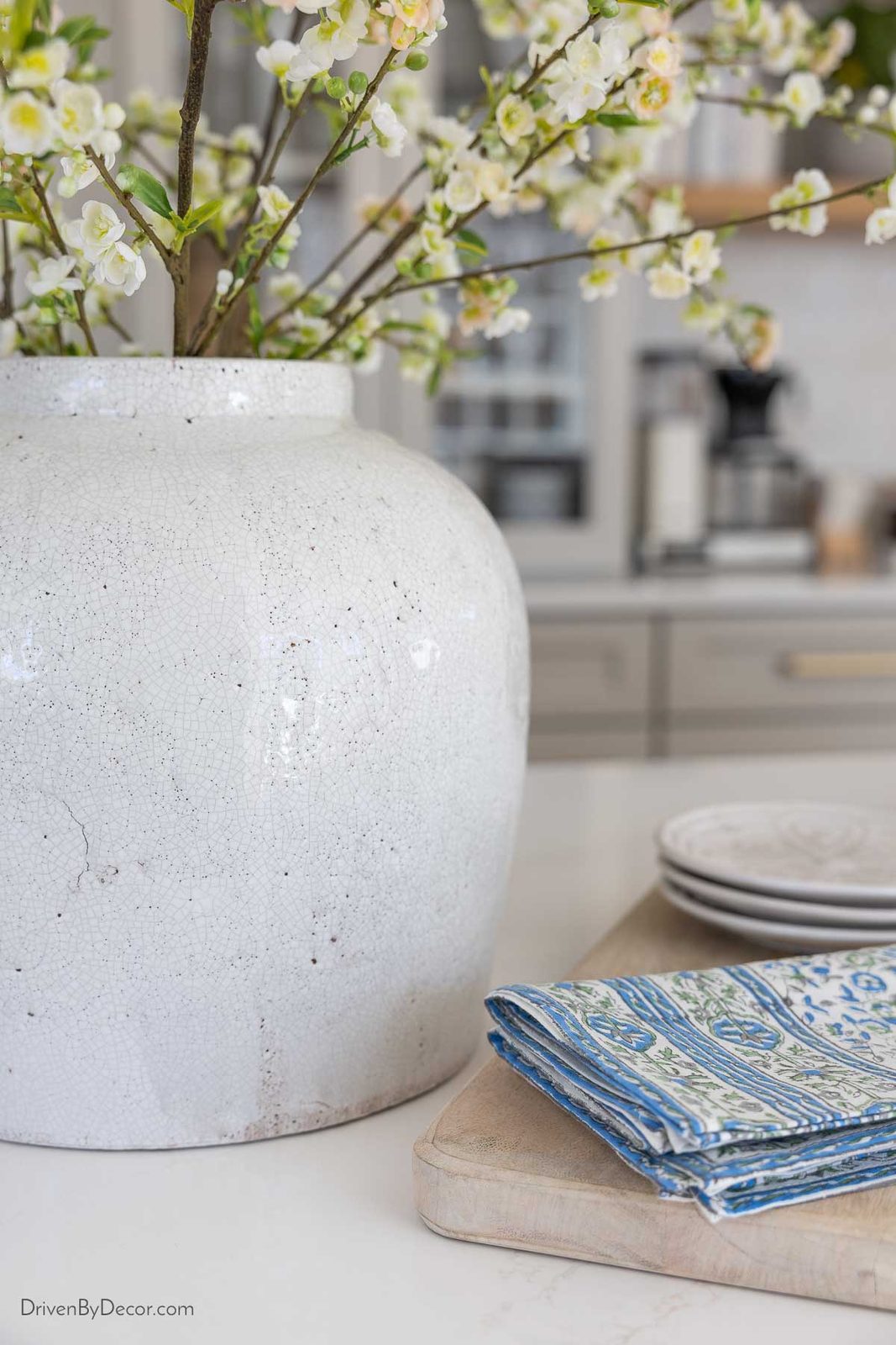 Large white vase with crackle finish