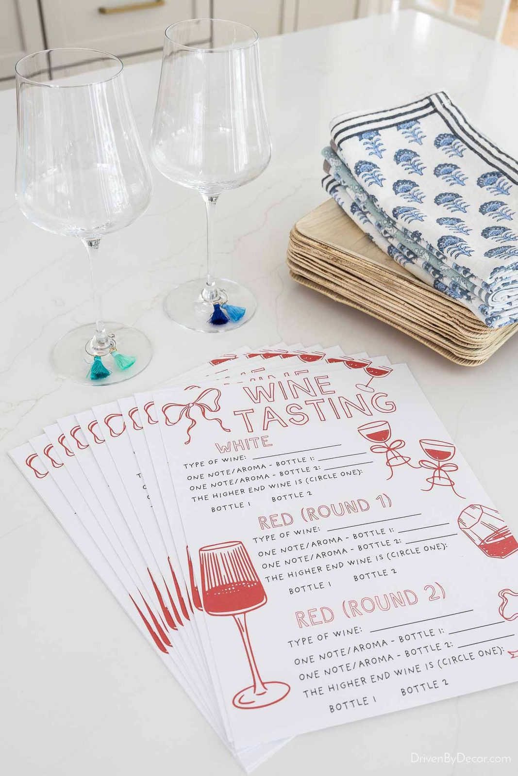 Wine tasting score sheet for wine tasting party