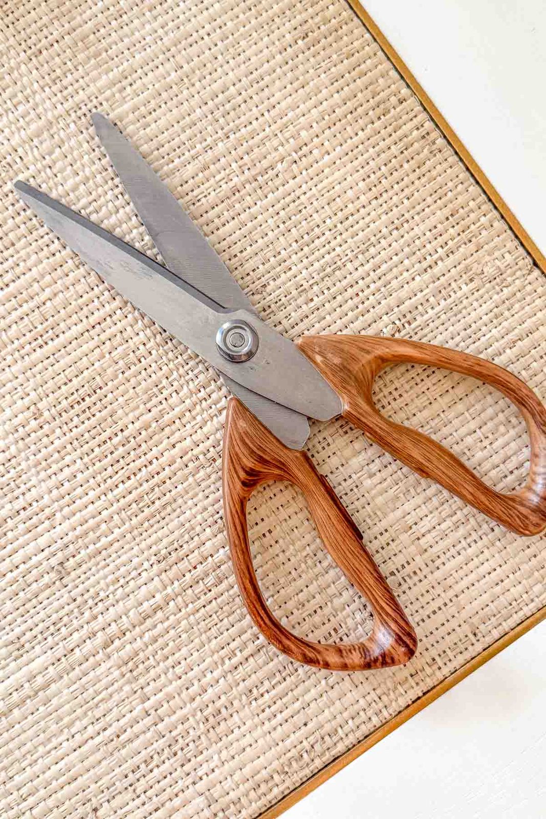 Wood handled scissors