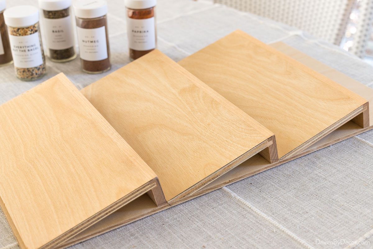 This wood spice drawer organizer was just what we needed in our kitchen!