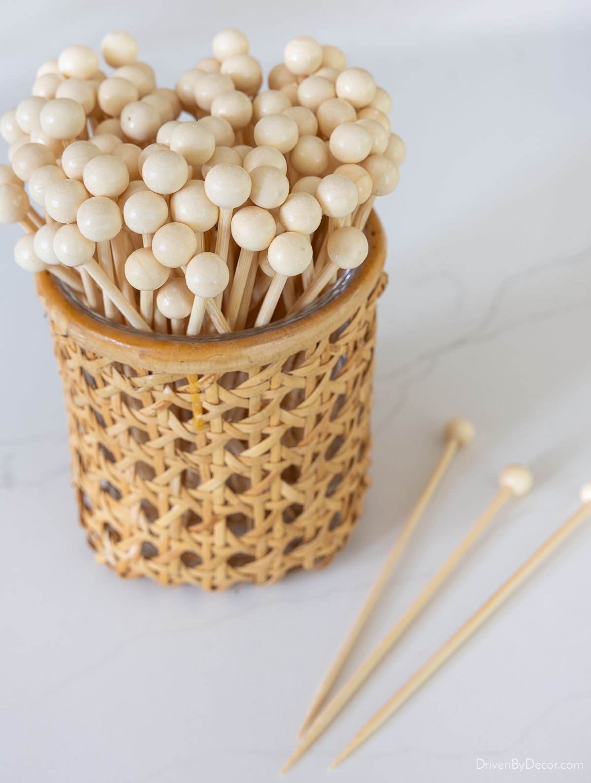 Wooden ball food picks