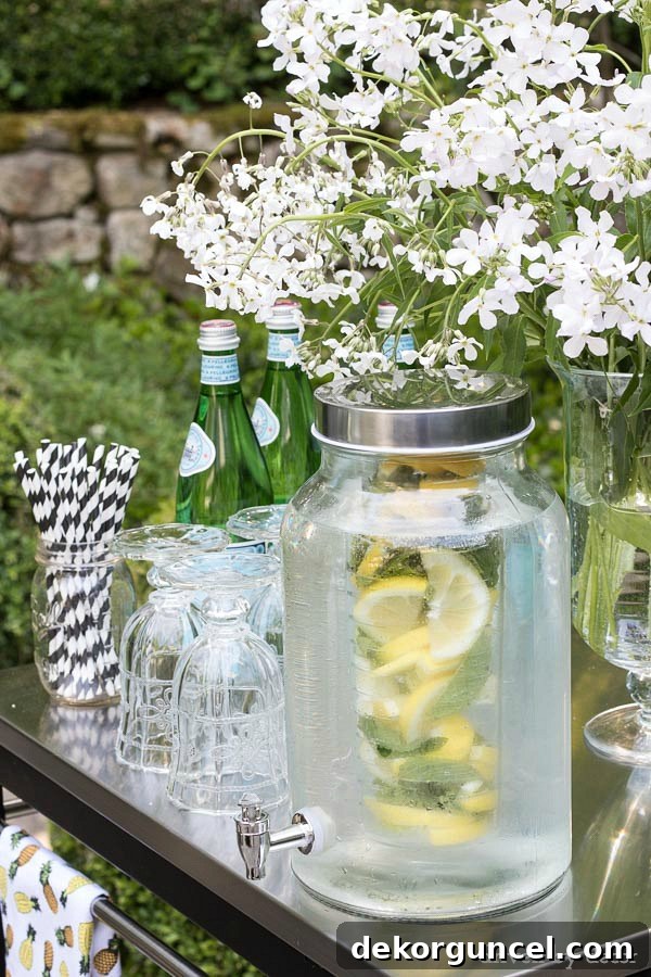 Love this simple IKEA outdoor bar cart / drink station