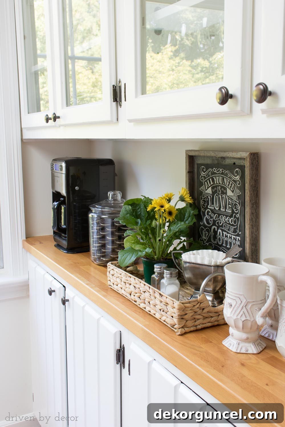 My Five Favorite Transformations 14 Kitchen Coffee Station After: Butcher Block Countertops and Fresh Backsplash