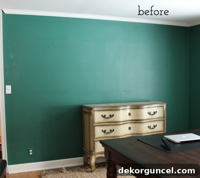My Five Favorite Transformations 5 Home Office Before Gallery Wall Addition: Blank Wall