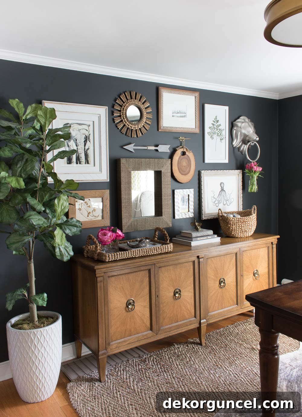 My Five Favorite Transformations 6 Stunning Home Office Gallery Wall with Art, Mirrors, and Brass Accents