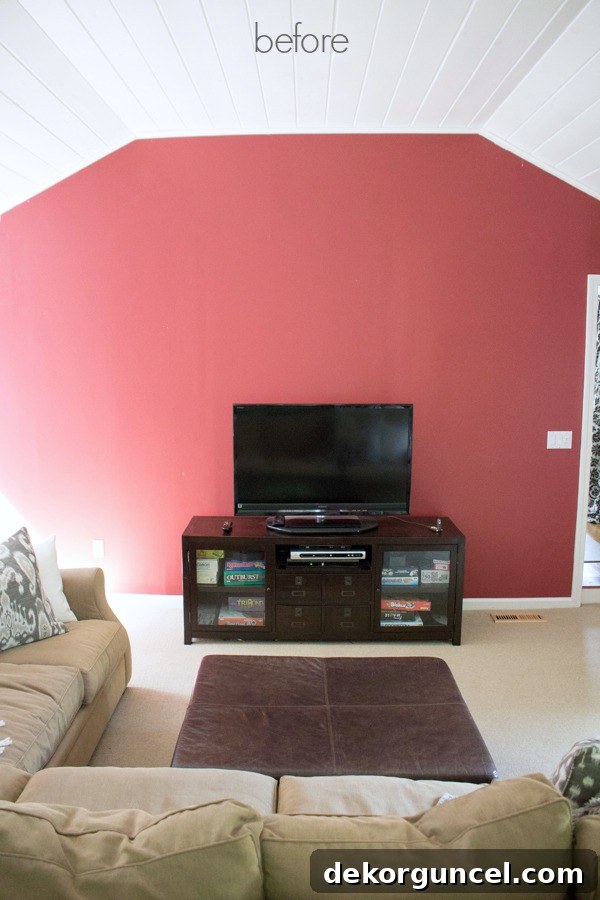 My Five Favorite Transformations 7 Family Room TV Wall Before Makeover: Blank and Uninspired