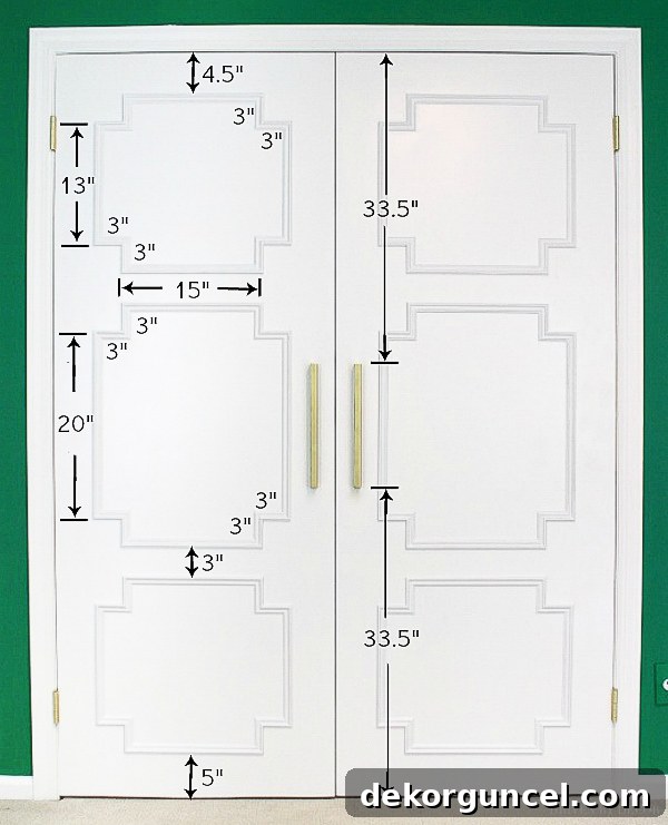 DIY Flat Panel Door Upgrade Guide 6 The measurements of the molding pieces added to our flat closet doors!