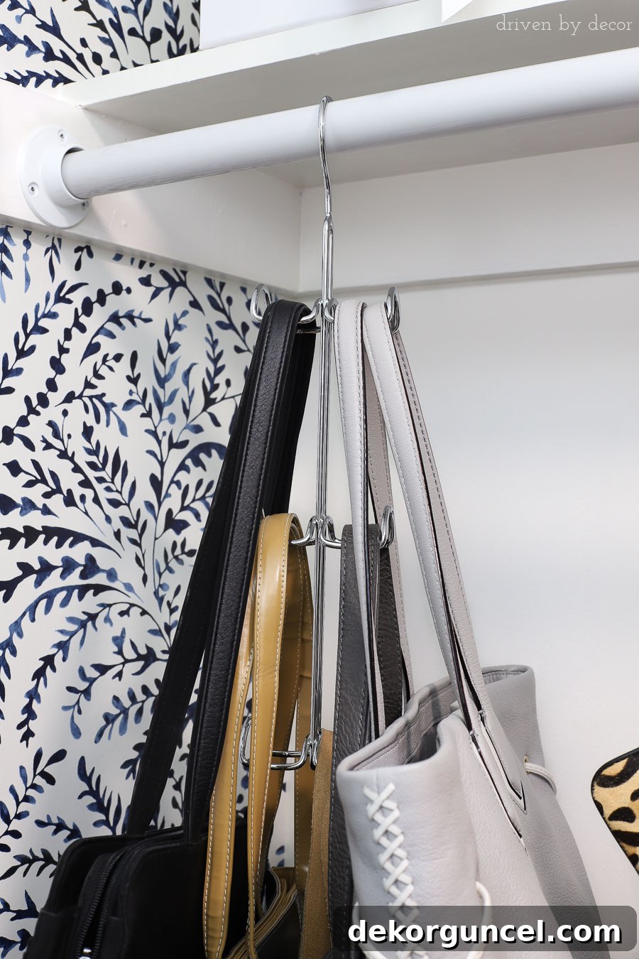 I need one of these hanging organizers to organize my purses and totes in my closet!