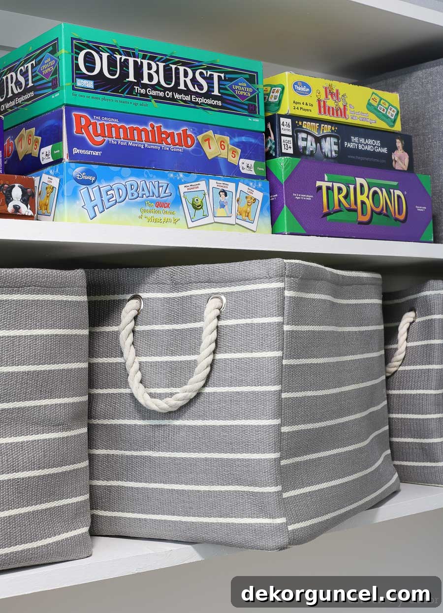 These rope handled storage bins are the perfect size for sitting on closet shelves (and so pretty)! Lots of great organizational ideas in this post!!