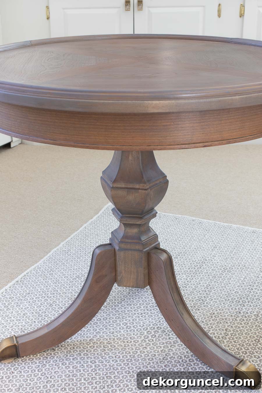 How to Refinish an End Table From Beat Up to Beautiful 11 Newly refinished side table with Minwax Classic Gray stain and matte Polycrylic finish