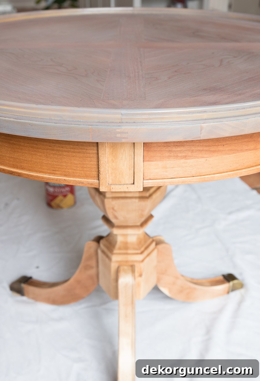 How to Refinish an End Table From Beat Up to Beautiful 9 Finished tabletop with Minwax Classic Gray stain, achieving a perfect gray wash look