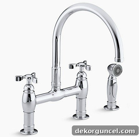 Loving this Kohler bridge faucet for my kitchen!