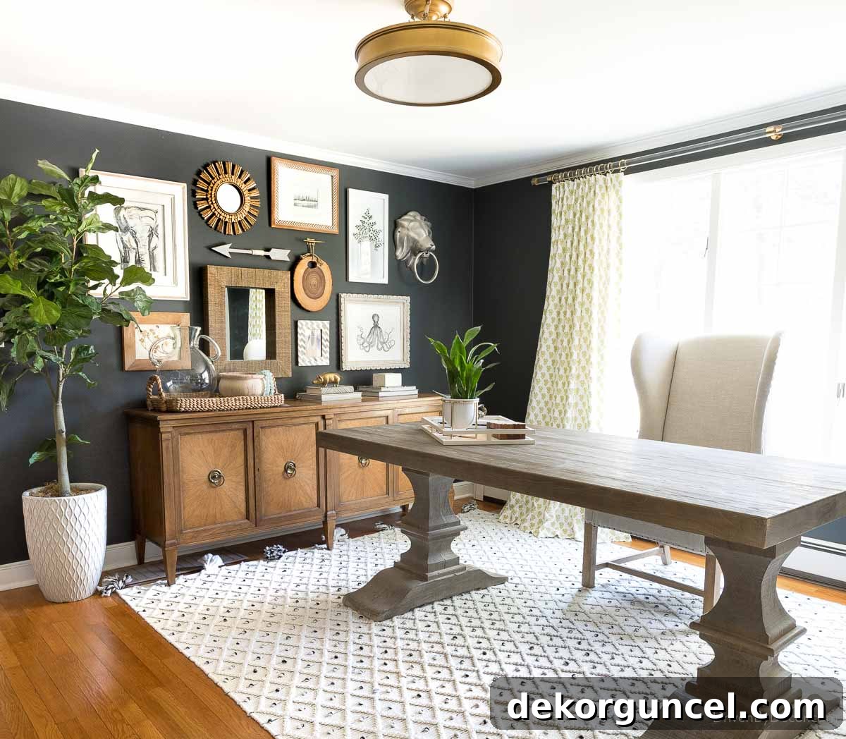 Premium Wood Furniture Polish 2 Home office with wood furniture, highlighting a beautifully polished wood console.