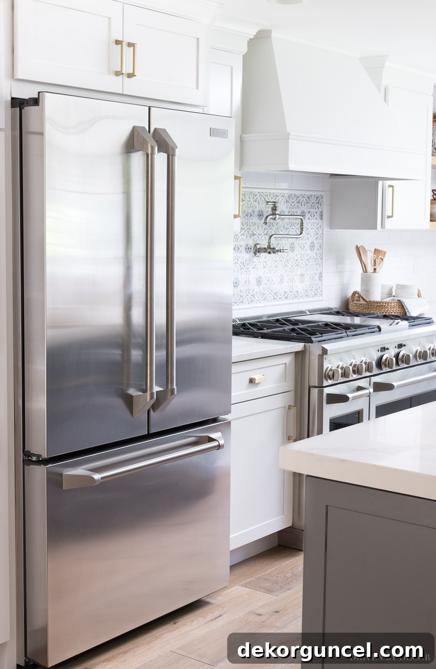 Our Kitchen Remodel: From Drab to Dreamy 14 Our new Monogram counter-depth refrigerator, designed for seamless integration and offering an astonishing amount of interior storage space for a modern kitchen. Detailed insights available in this post.