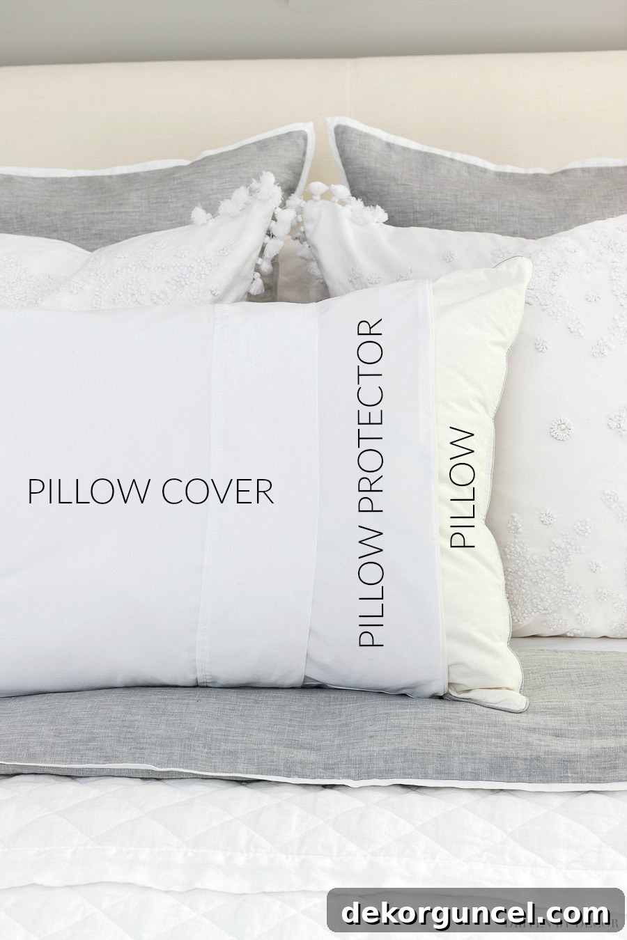 A key guest bedding tip: using washable zippered pillow protectors for hygiene and to extend pillow life, ensuring fresh comfort for every visitor.