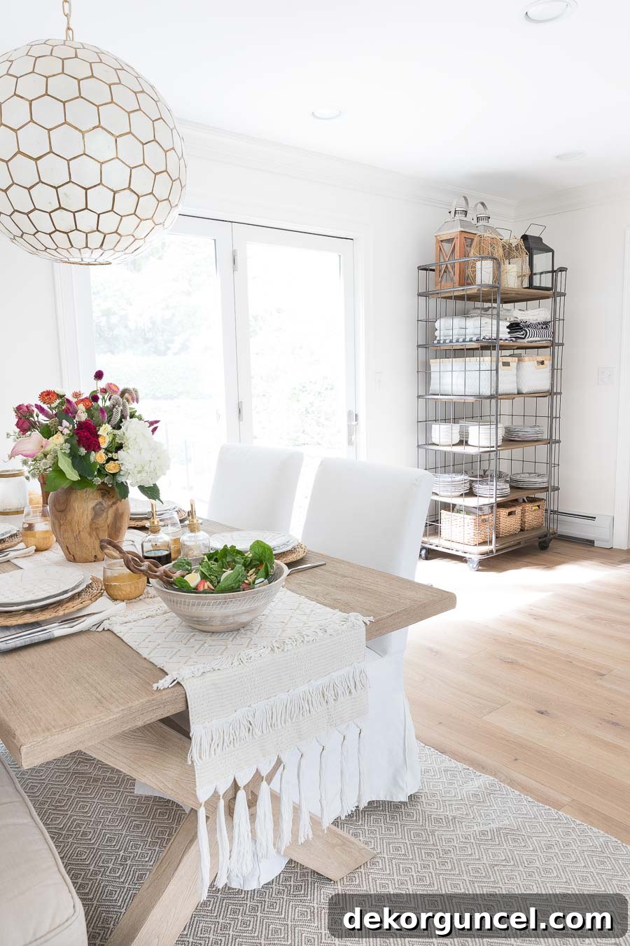 Our rolling baker's rack, an indispensable piece for adding stylish and practical storage space to our kitchen, keeping essentials organized and accessible.
