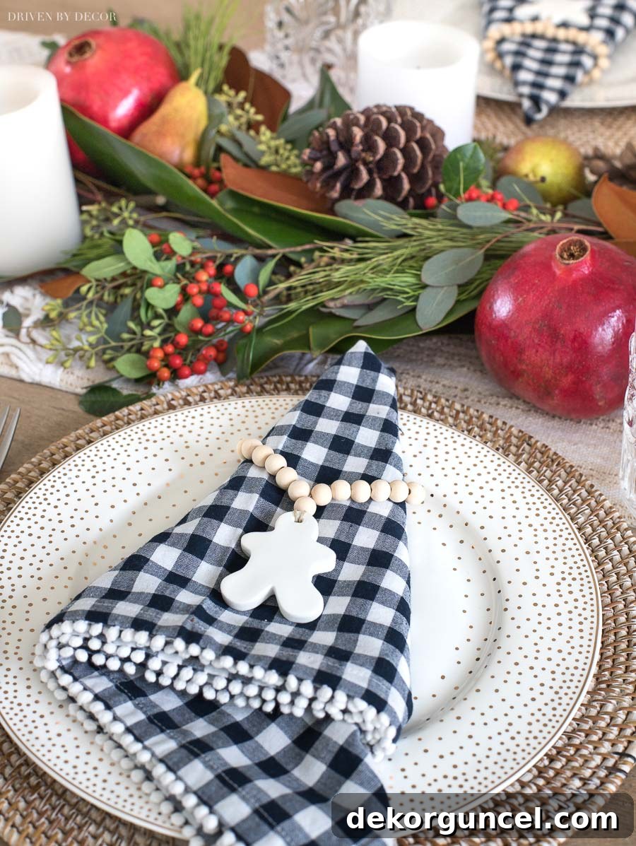 Adorable Clay and Wood Bead Napkin Rings: The Perfect Rustic Touch for Your Christmas Table Setting. Source Linked in Post.