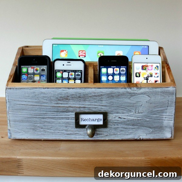 Effortless Homemade Charging Center 6 Letter sorter turned into a family charging station