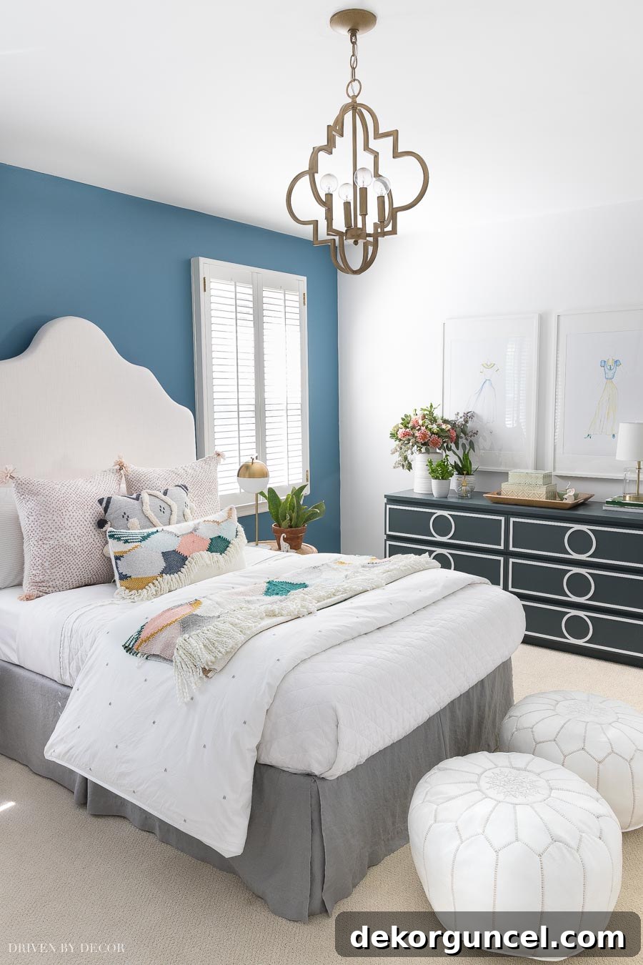 Behr's Marquee in Blueprint, a one-coat paint for a stylish accent wall, saving time and money.